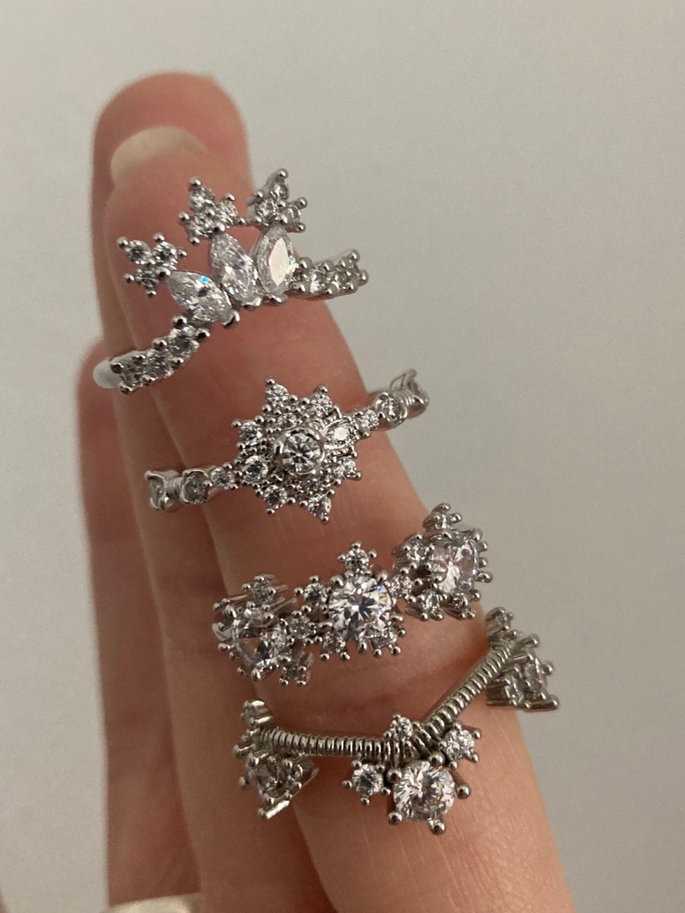 Vanessa Mooney SZ7 Ring SET Silver Stackable layering cocktail Rings Silver Set
